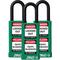 Lockout Padlock Keyed Alike Green 1/4 Inch - Pack Of 3