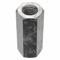 Coupling Nut, M10x1.5 Thread Size, SS, 5/8 In Wd., 1 1/2 In Lg., Plain