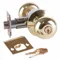 Knob Lockset, 2, Round, Bright Brass, Ar1, Different