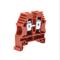 Klemmenblock, 16–6 Awg, rot, 65 A, 35 mm DIN-Schienenmontage, Packung mit 25 Stück