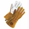 Welding Gloves, Wing Thumb, Gauntlet Cuff, Premium, Yellow Cowhide, M Glove Size, 1 PR