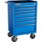 Cabinet, 27 x 20 Inch Size, 7 Drawers, Casters, Blue