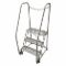 Tilt and Roll Ladder, 3 Step, Serrated Step Tread, 60 Inch Height, 450 Lbs Load