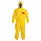 Hooded Chemical Resistant Coveralls, Tychem 2000, Light Duty, Taped Seam, Yellow, 2XL