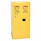 Safety Cabinet, 1 Drum Capacity, Vertical, 34 Inch x 34 Inch x 65 Inch Size, Yellow