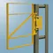 Self Closing Safety Gate, 22-24.5 Inch Fit Clear Opening, A36 Carbon Steel, Red Primer