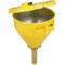 Drum Funnel For Flammables, Self closing Cover, 273mm Dia., 254mm Length, Yellow