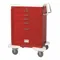 General Medical Supply Cart with Drawers, Steel, Swivel/ Swivel with Brake, Red, Red