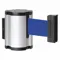 Retractable Belt Barrier, Blue, Satin Aluminum, 13 ft Belt Length