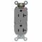 Receptacle, Duplex, 5-20R, 125V AC, 20 A, 2 Poles, Gray, Screw Terminals, Isolated Ground
