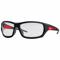 Safety Glasses, Wraparound Frame, Full-Frame, Black, Red, M Eyewear Size, Unisex