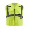 Safety Vest, Ansi Class 2, U, 4Xl/5Xl, Lime, Mesh Polyester, Zipper, Single