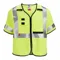 Safety Vest, Ansi Class 3, U, 2Xl/3Xl, Lime, Solid Polyester, Hook-And-Loop, Single