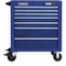 Blue Rolling Cabinet, 41 Inch H x 34 Inch W x 25-1/4 Inch D, Number of Drawers 7