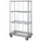 4 Wire Shelf Cart, 3 Sided Dolly Base With Rods And Tabs, 24 x 36 x 70 Inch Size