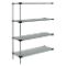 Solid Shelving, Add On Unit, 4 Shelves, 24 x 42 x 86 Inch Size, Stainless Steel