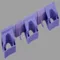 Wall Bracket, Hi Flex, 3 Grip Holders, 2 Hooks, 16.5 Inch Size, PP/TPE/PAI, Purple