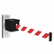 Retractable Belt Barrier, Red And White Diagonal Striped, Black, 25 ft Belt Length