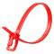 Releasable Cable Tie, 10 Inch Length, Red, Max. 71 mm Bundle Dia, 50 Lb Tensile Strength