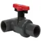 Ball Valve, Tee Style, Socket/Threaded, FKM, 25mm Size, PVC