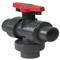 Industrial Vertical 3 Way Ball Valve, T Port, FKM DIN, 20mm Size, PVC