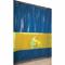 Curved Welding Curtain Wall, Vinyl-Laminated Polyester, 8 Ft Ht, 4 Ft Width, Blue/Yellow