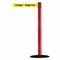 Barrier Post With Belt, Steel, Red, 38 Inch Height, 2 1/2 Inch Dia.