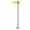 Fixed Barrier Post With Belt, Steel, White, 36 1/2 Inch Post Height, 2 1/2 Inch Post Dia