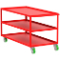 3 Shelf Utility Cart With Lip, 24 x 48 x 39 Inch Size, Red, Mold On Caster