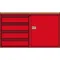 Mobile Cabinet, 1 Set Shelf and 1 Door, 48 Inch Size, Red