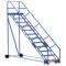 Rolling Warehouse Ladder, 50 Degree, Grip Strut, 12 Step, 14 Inch Size