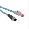 Datalogic-Kabel, Ethernet, 4-poliger D-kodierter M12 auf RJ45, PVC, 16.4 Fuß Kabellänge