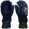 Firefighters Gloves, Cowhide Leather Palm, S Size, Blue, Nomex Knit Cuff