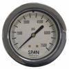 Panel-Mount Pressure Gauge, Breathing Air Compressor, U-Clamp, 0 To 2000 Psi, Center Back