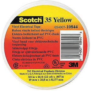 3M Scotch 35 Electrical Tape 1/2 x 20 feet 7 mil Yellow, 100 Pk | AB9XDT 2FZE3