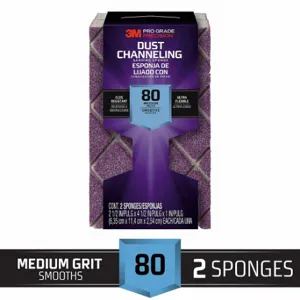 3M 2501PGP80M-CH2 Sanding Sponge, 2 1/2 Inch X 4 1/2 X 1 Inch Size, Aluminum Oxide, Medium, 80 Grit | CN7WBE 804CN8