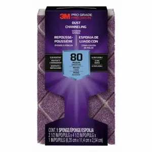 3M 2501TRI-80M-CH Dust-Channeling Sanding Sponge, 2 1/2 Inch W X 4 1/2 Inch L X 1 Inch T, Aluminum Oxide | CN7WAT 375PC1