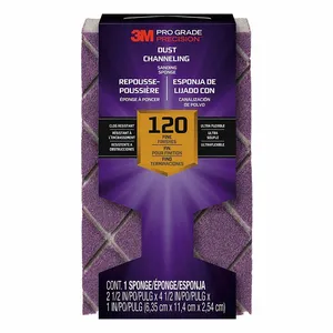 3M 2502TRI-120-CH Dust-Channeling Sanding Sponge, 2 1/2 Inch W X 4 1/2 Inch L X 1 Inch T, Aluminum Oxide | CN7WAQ 375PC2