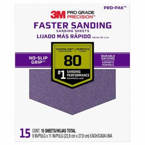 3M 27080PGP-15 Sandpaper Sheet, 9 Inch Width X 11 Inch Length, Ceramic, 80 Grit | CN7WER 804CU9