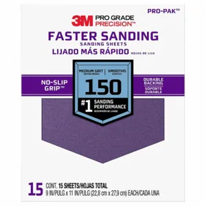 3M 27150PGP-15 Sandpaper Sheet, 9 Inch Width X 11 Inch Length, Ceramic, 150 Grit | CN7WEC 804CV1