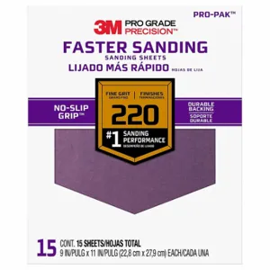 3M 27220PGP-15 Sandpaper Sheet, 9 Inch Width X 11 Inch Length, Ceramic, 220 Grit | CN7WEF 804CV2