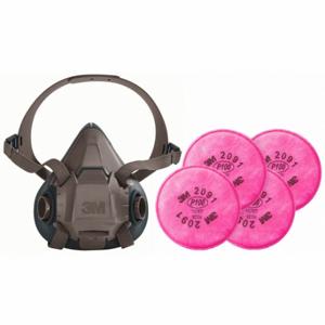 3M 29WT65-4JG27 Halbmasken-Atemschutzmasken-Set, 4 Kartuschen im Lieferumfang enthalten, P100-Filter, Silikon, S-Maskengröße | CN7URA 277ME9