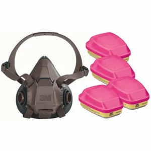 3M 29WT66-4JG12 Half Mask Respirator Kit, 4 Cartridges Included, Silicone, M Mask Size | CN7UPZ 277MK4