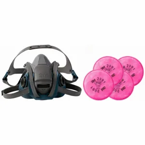 3M 29WT68-4JG27 Half Mask Respirator Kit, 4 Cartridges Included, P100 Filter, Silicone, S Mask Size | CN7UPK 277MP3