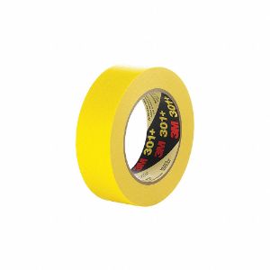 3M 301+ Paper Masking Tape, Rubber Tape Adhesive, 6.3 mil Thick, 24 mm X 55 m, Yellow | CE9UBF 52JE69