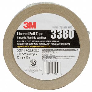 3M 3380 Aluminium Foil Tape, Acrylic, 3.25 mil Thick, 1 7/8 Inch X 49 Yard, Silver | CF2TPZ 29WR75
