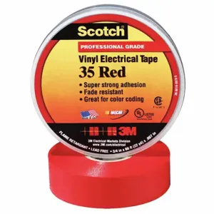 3M Scotch 35 Electrical Tape 1/2 x 20ft 7 mil Red, 100 Pk | AC2FFN 2JKW5