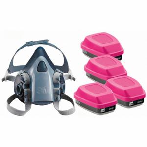 3M 3PB41-4JG10 Halbmasken-Atemschutzmasken-Set, 4 Kartuschen im Lieferumfang enthalten, Silikon, Maskengröße L | CN7UQW 277NH7