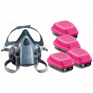 3M 3PB41-4JG10 Half Mask Respirator Kit, 4 Cartridges Included, Silicone, L Mask Size | CN7UQW 277NH7