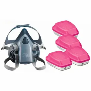 3M 3PB41-4JG11 Half Mask Respirator Kit, 4 Cartridges Included, Silicone, L Mask Size | CN7UPX 277NH9